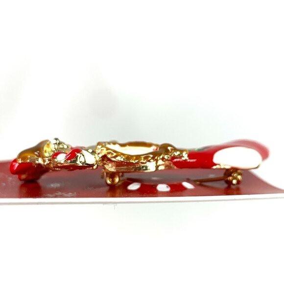 Holiday Christmas Stocking Pin with Toys Red Green White Gold 2.25" NWT - Picture 3 of 4